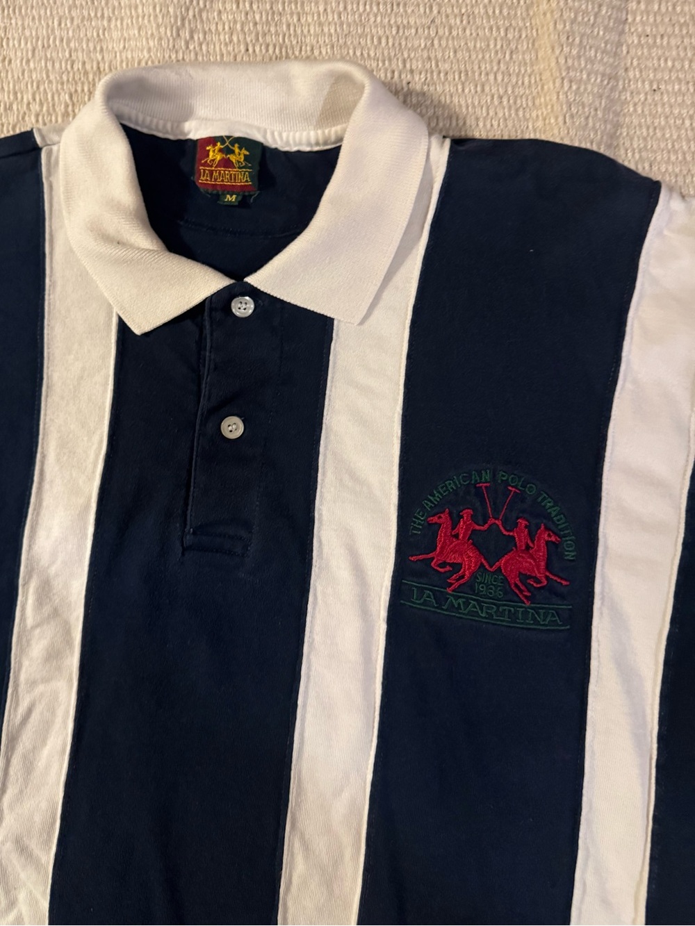 La Martina Men’s Navy & White Striped Polo Shirt